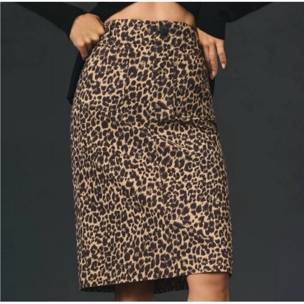 Anthropologie Maeve The Colette Leopard Print Midi Skirt | XSmall